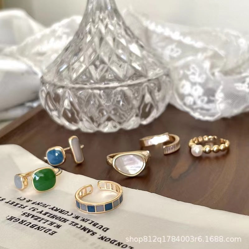 Minimalist Cold Style Emerald Ring Women, High Grade Sense, All-match Index Finger Ring