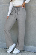 Light Grey Fleece Lined Drawstring Casual Pants