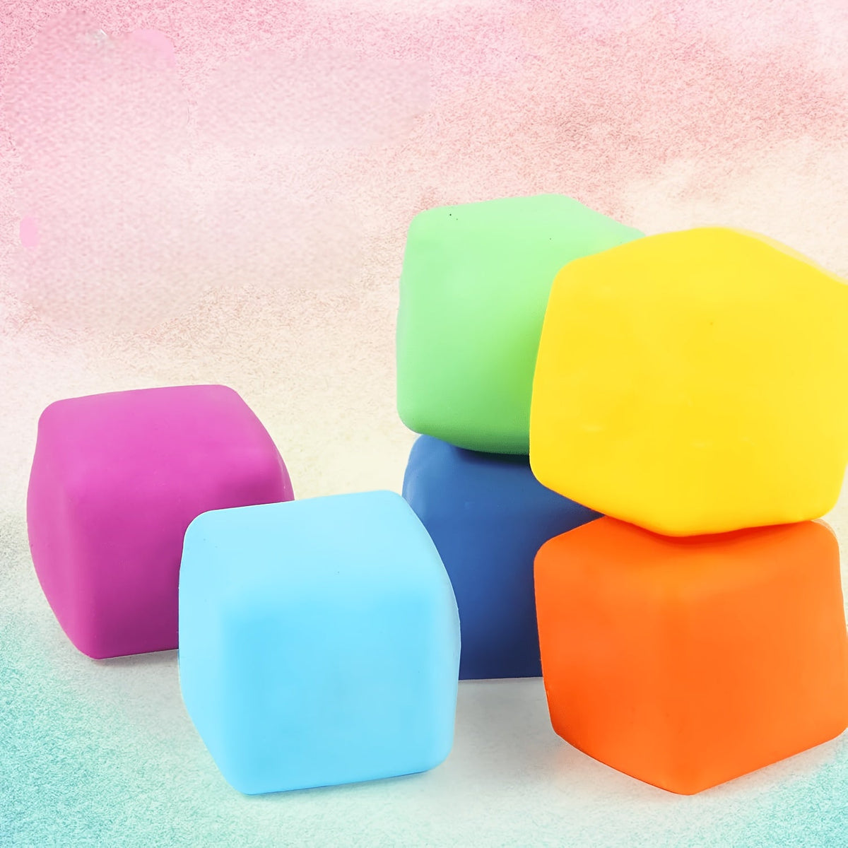 6pcs Colorful Slow Rising Cube Fidget Dough Balls
