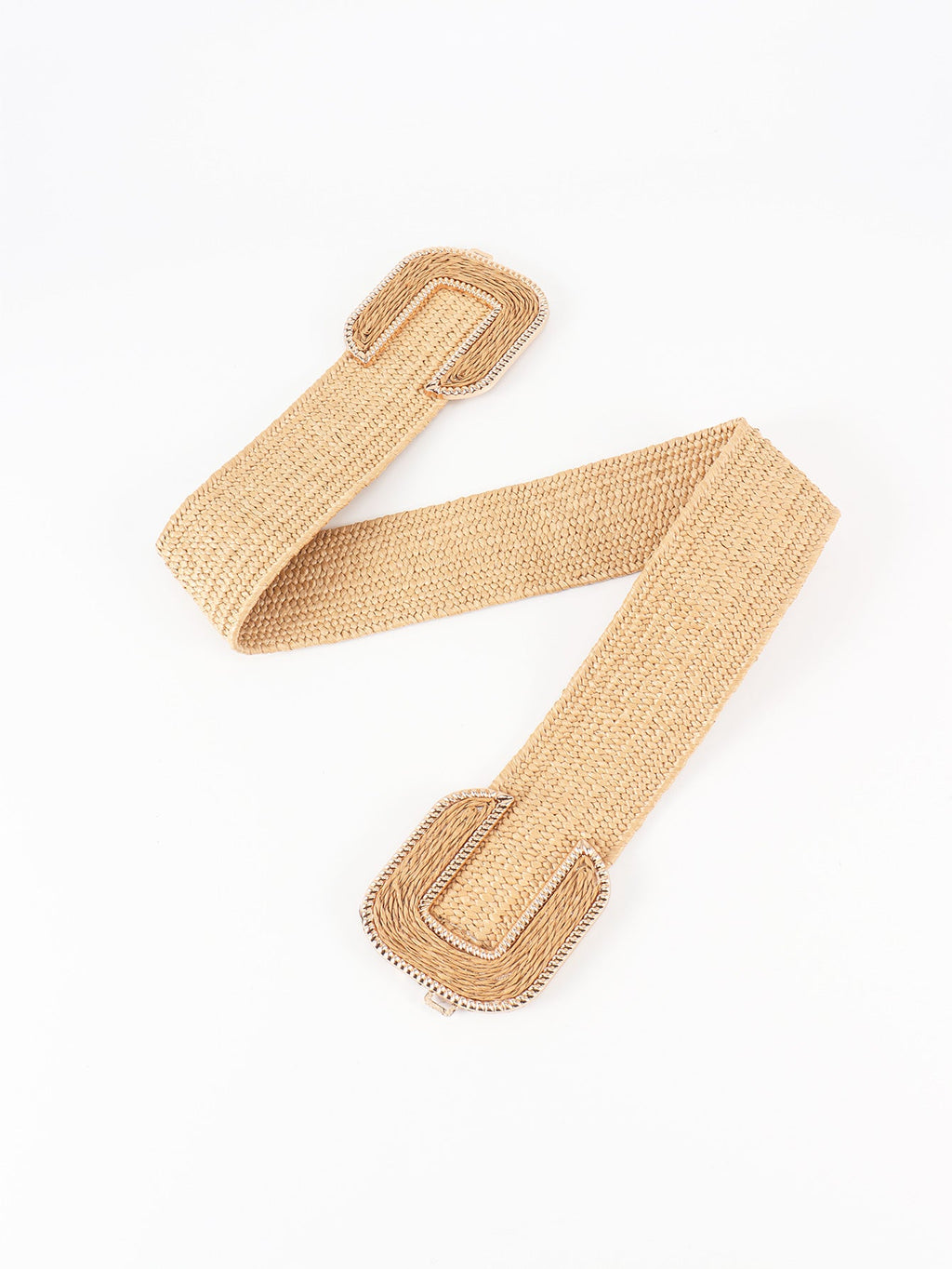 Wide Braid Stretch Belt with Statement Buckle in Sage Green