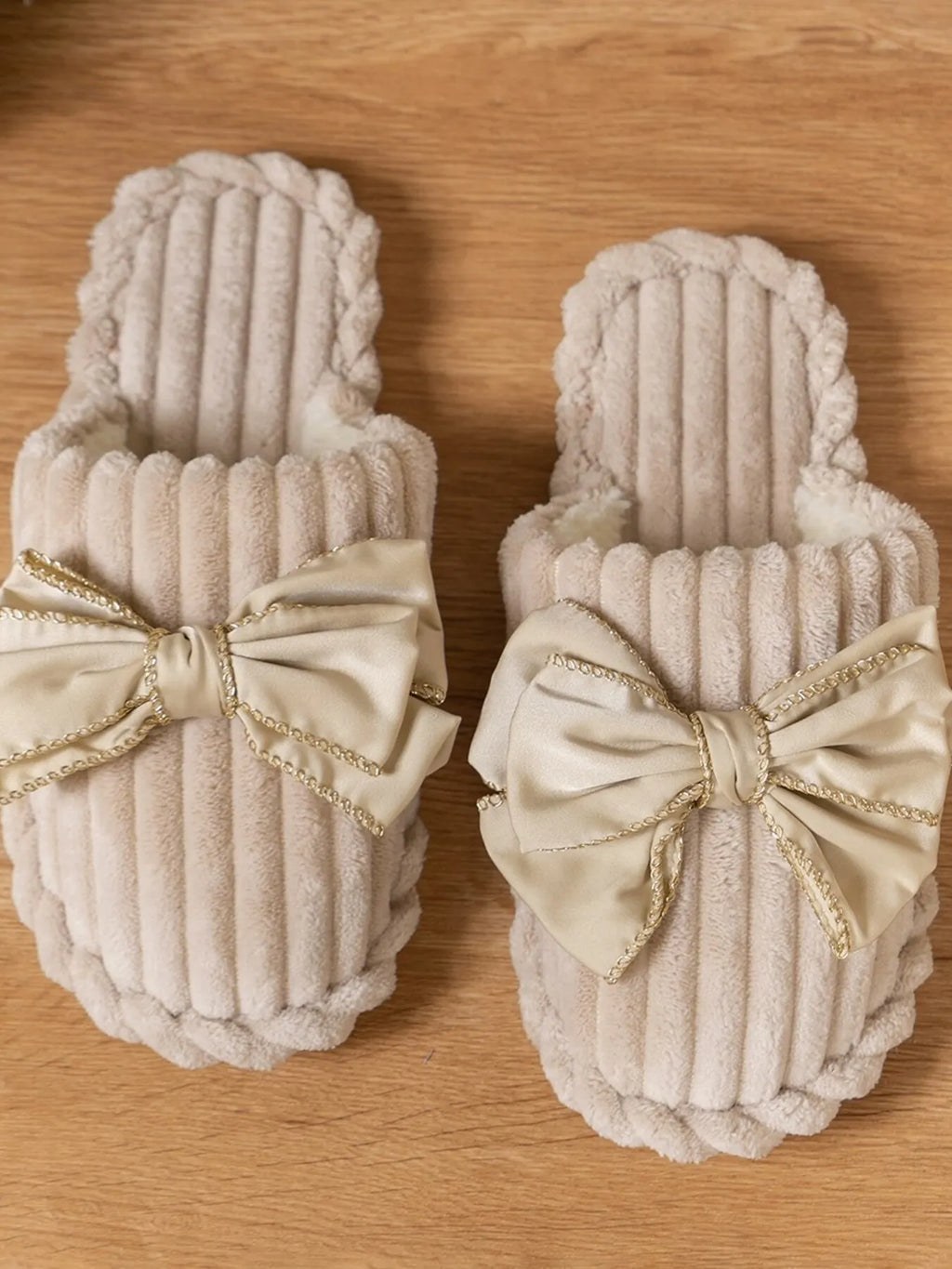 Bow Embellished Indoor Slippers | Soft Cotton Loungewear