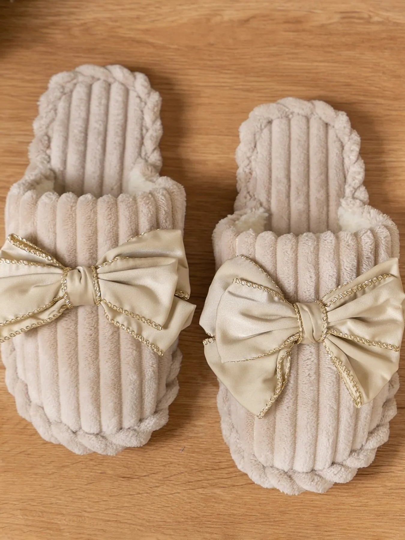 Bow Embellished Indoor Slippers | Soft Cotton Loungewear