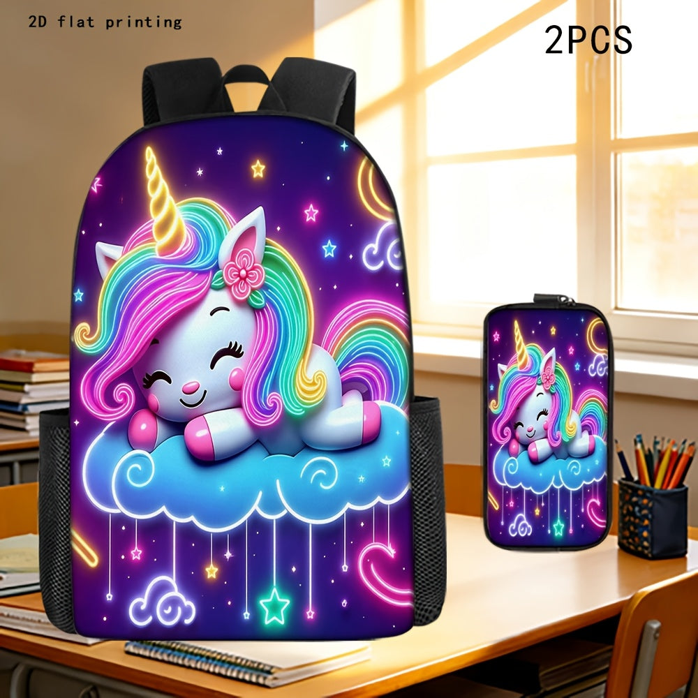 Trendy Unicorn Backpack Dreamy Neon Style Large Capacity