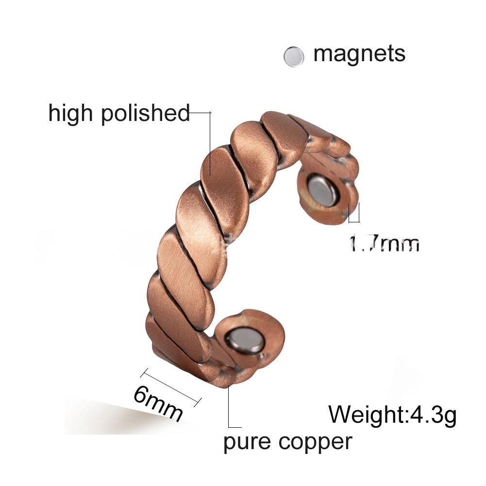 Retro Open Adjustable Magnetic Copper Ring