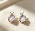 Full Cubic Zirconia Waterdrop Enamel Pearl Earrings