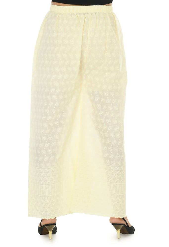 Women's Off White Cotton Chikankari Palazzo Pants
