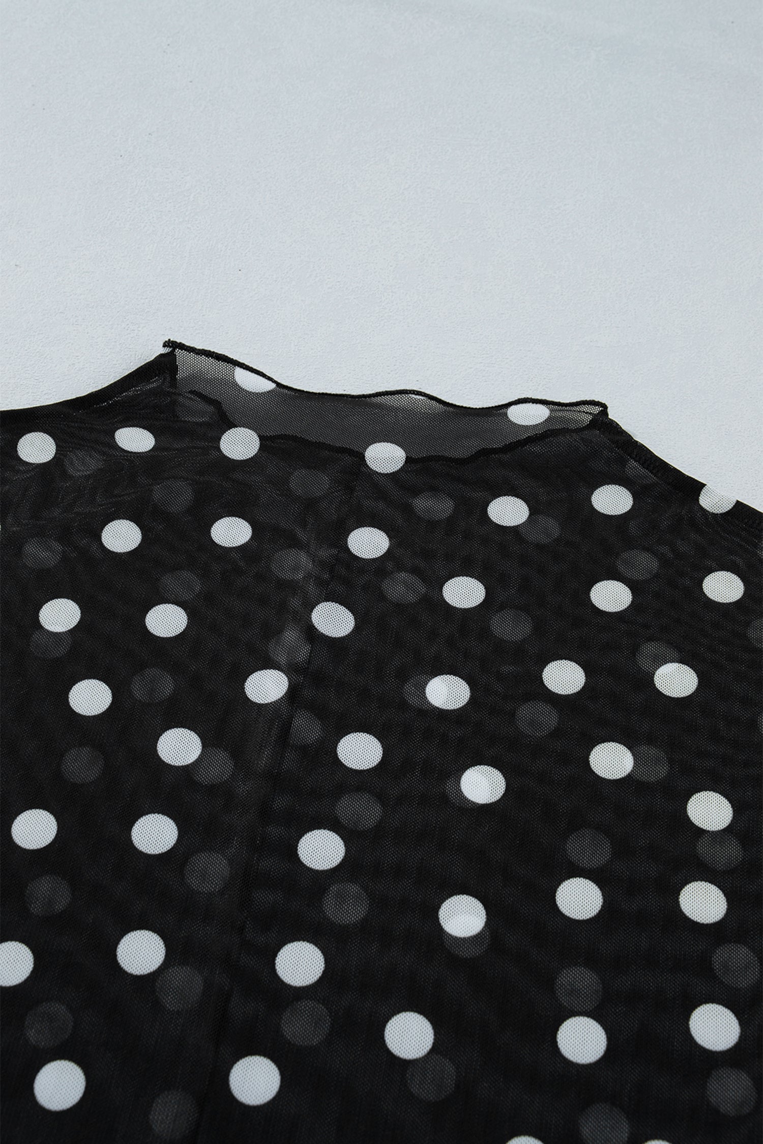 Plus Size Polka Dot Mesh Mock Neck Top