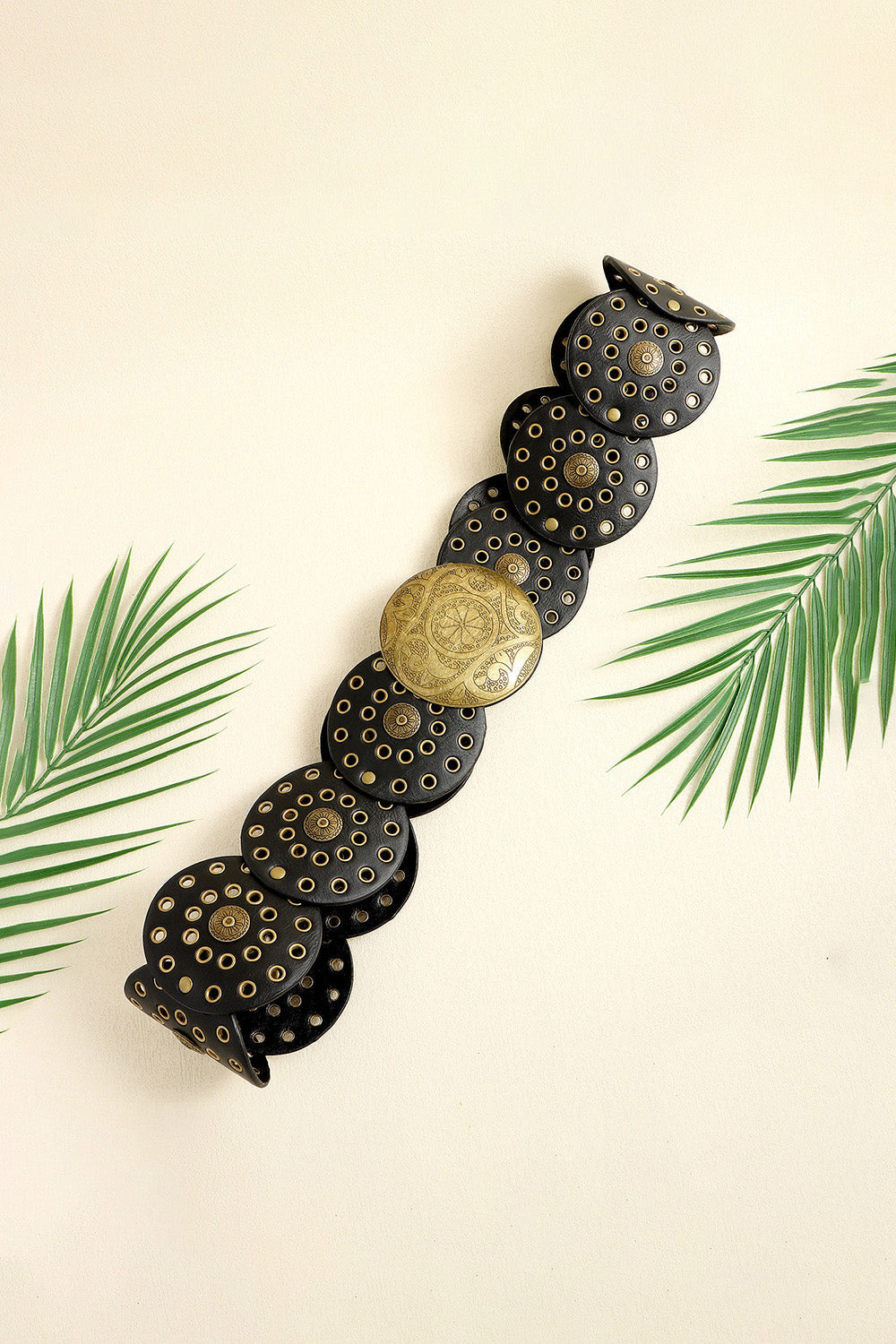 Vintage PU Leather Wide Belt for Women | Black & Silver