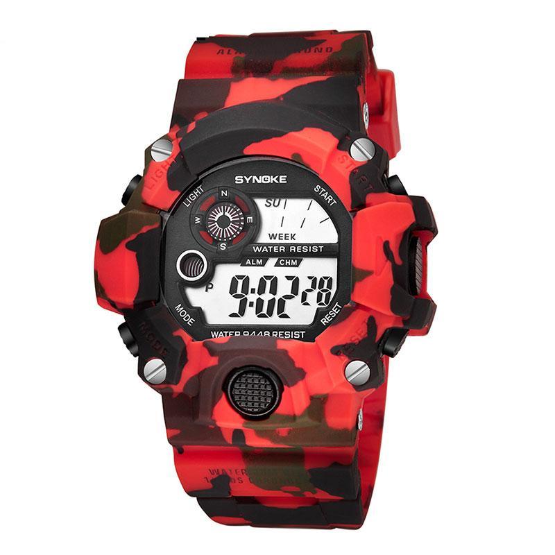 Military Camo Dual Time LED Digital Watch Shock Resistant