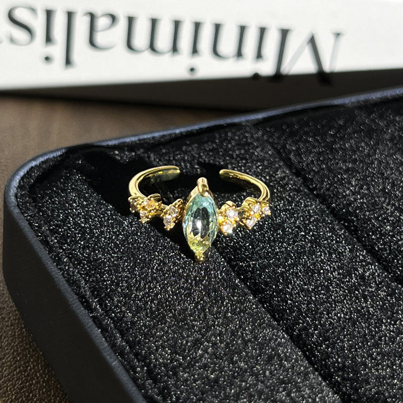 Geometric Micro Pave Open Adjustable Ring in Gold or Multicolor