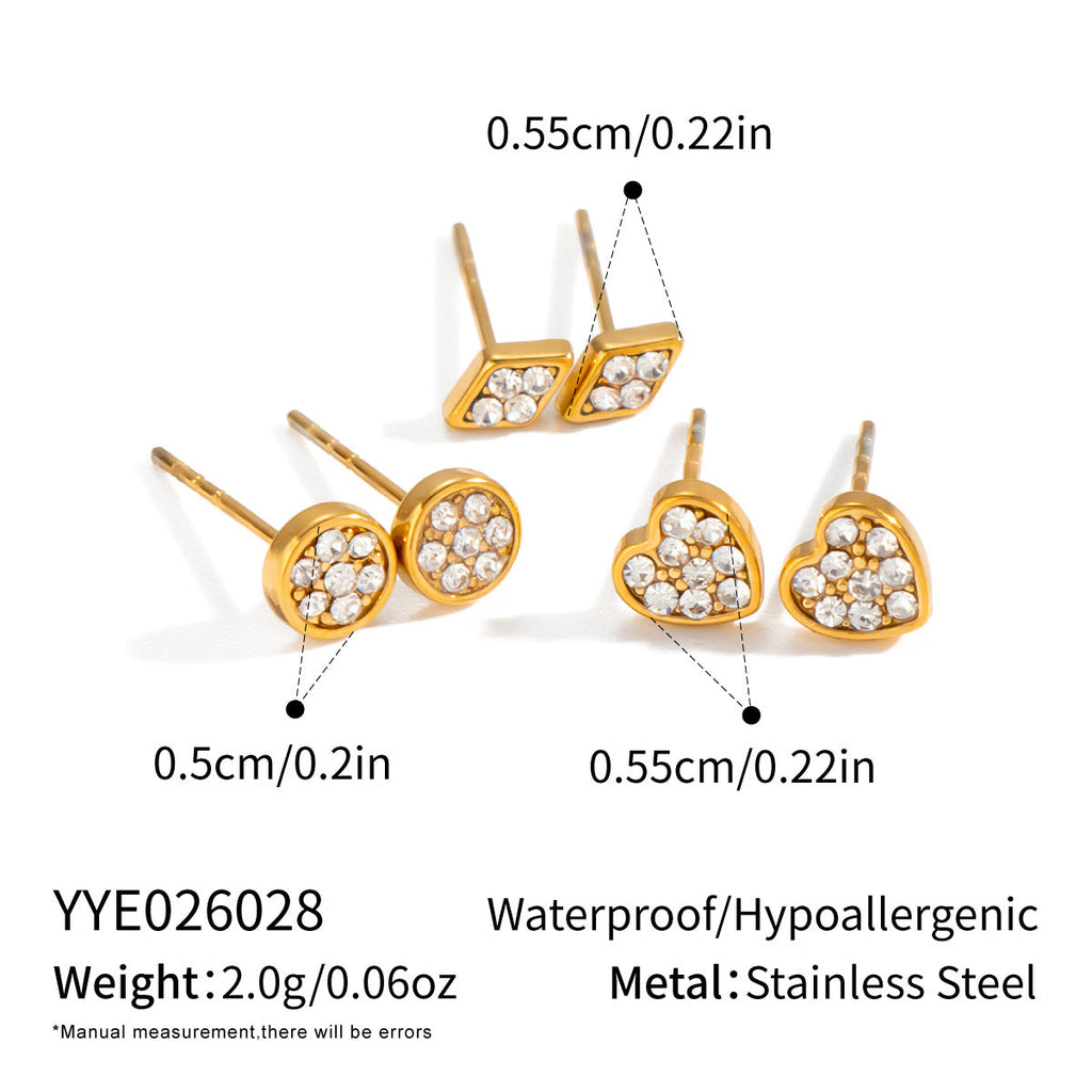 Dainty 18k Gold studded Stainless Steel Earrings