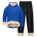 SUWBMHWE Womens Sweatsuits 2 Piece Set Mens Sweatsuit Sherpa Lined 2 Piece Sweatshirts Set Pullovers Fleece Sweatpants Winter Thermal Athletic Tracksuits