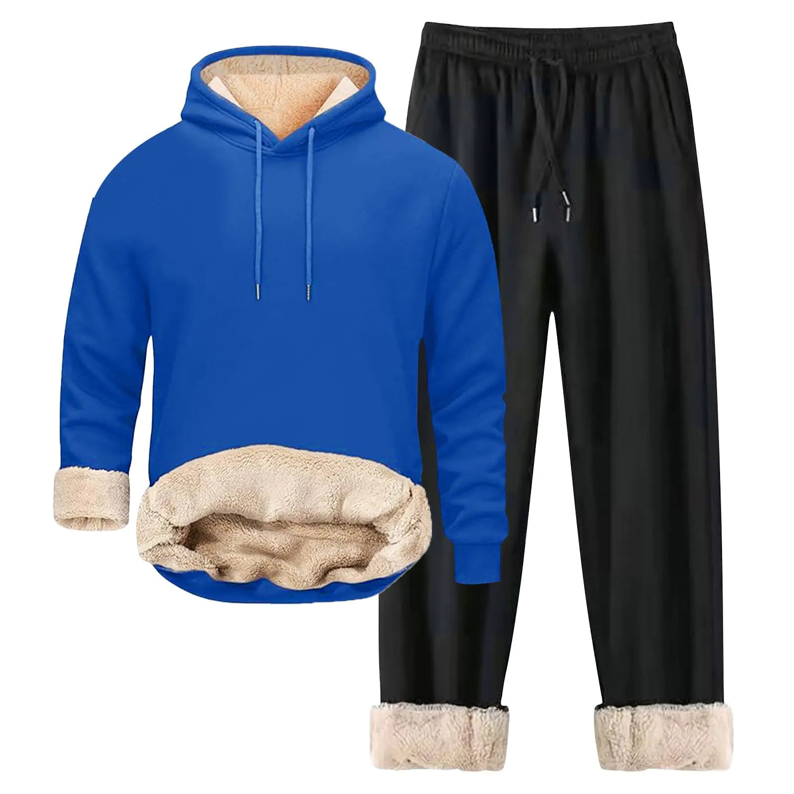 SUWBMHWE Womens Sweatsuits 2 Piece Set Mens Sweatsuit Sherpa Lined 2 Piece Sweatshirts Set Pullovers Fleece Sweatpants Winter Thermal Athletic Tracksuits