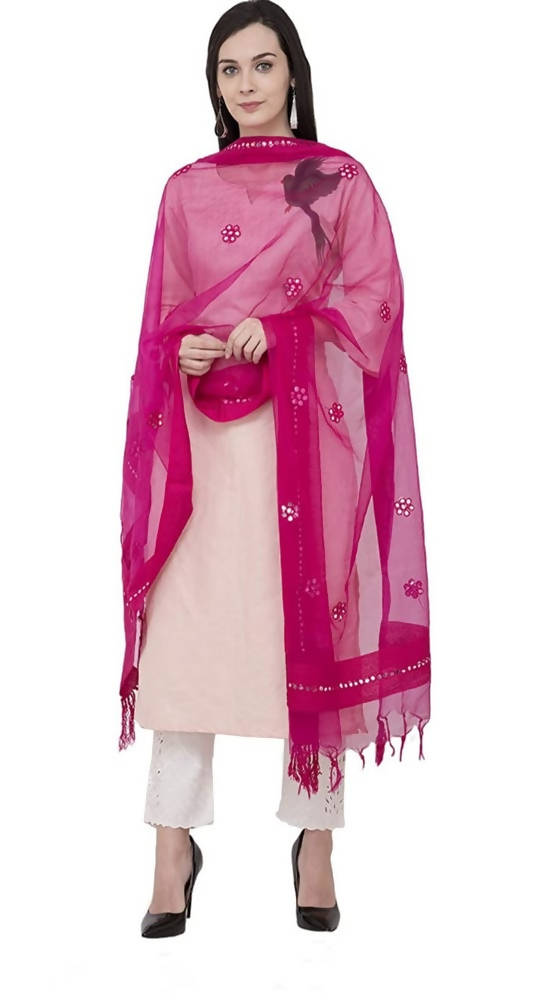 Pink Organza Gota Flower Dupatta for Traditional Outfits