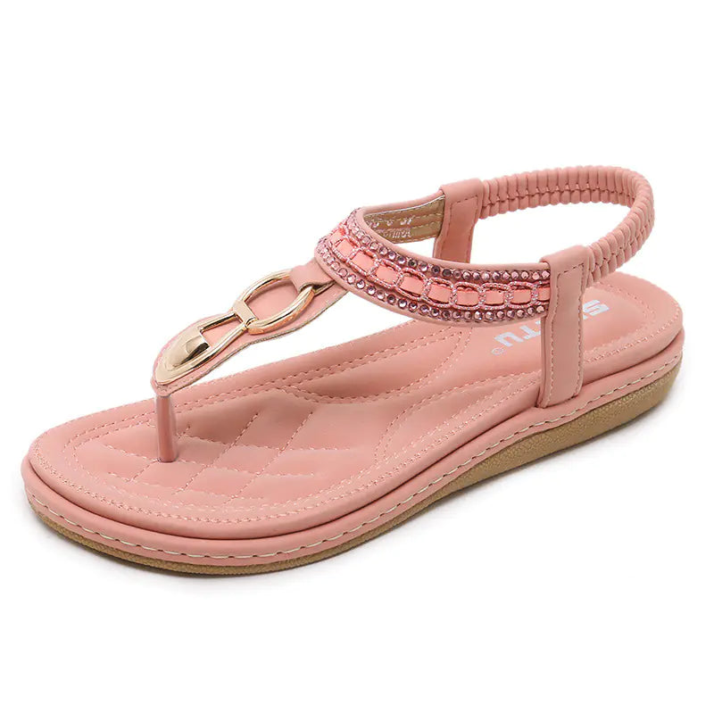 Women's Rhinestone Embellished Flat Beach Sandals - Image 5