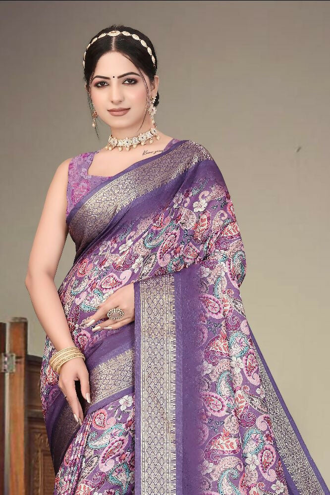 Heavy Rich Cotton Silk Digital Print and Jacquard Saree