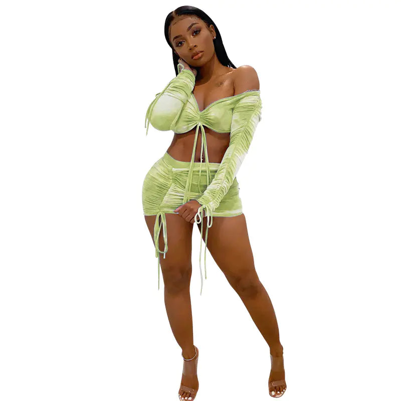 Women's Strapless Two-Piece Dress and Skirt Set in Milk Silk Print - Image 21