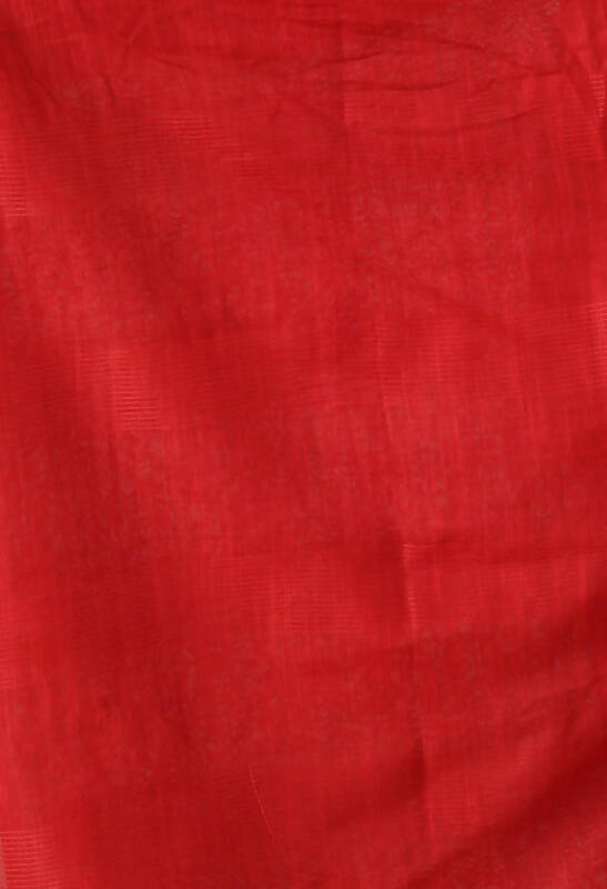 Red Bhagalpuri Handloom 8 Line Ghichha Silk Saree