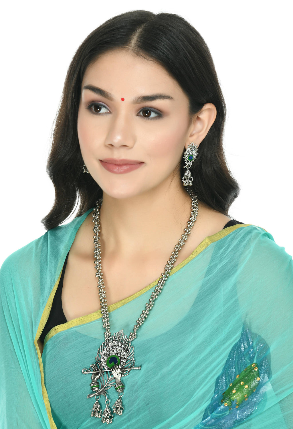 Oxidised Silver-Plated Bansuri Long Necklace for Women
