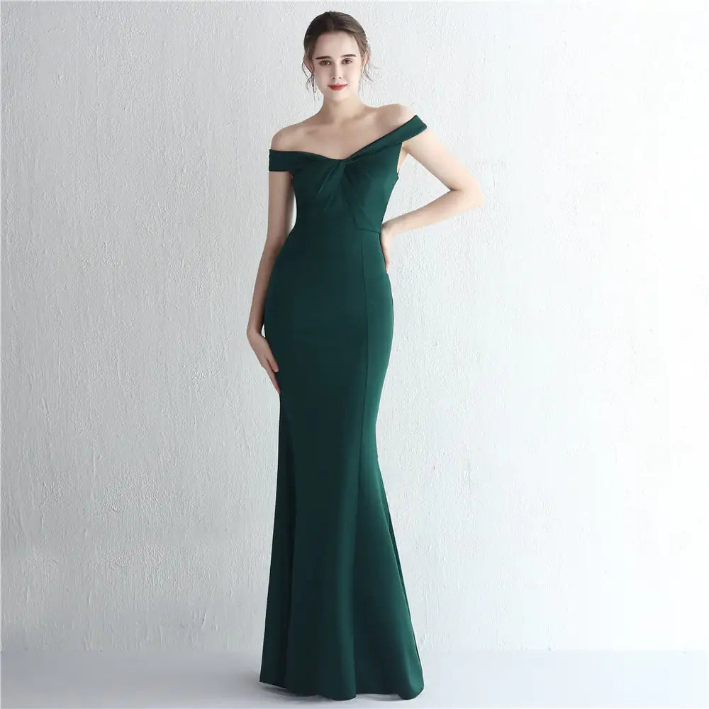 Women's Slim-Fit Off-Shoulder Long Formal Evening Maxi Dress - Image 7