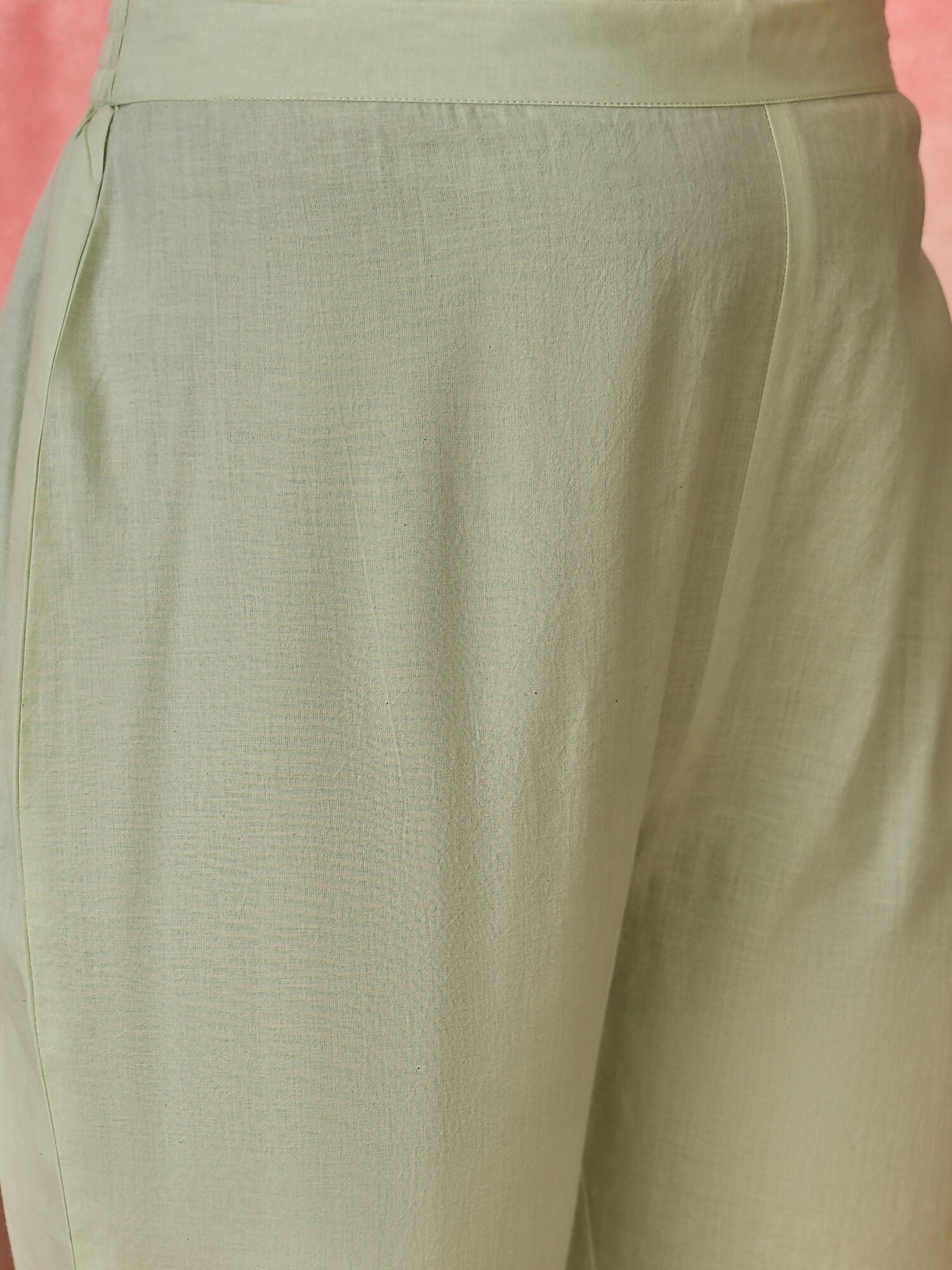 Green Pure Cotton Embroidered Co-ord Set with 3/4 Sleeve Kurti