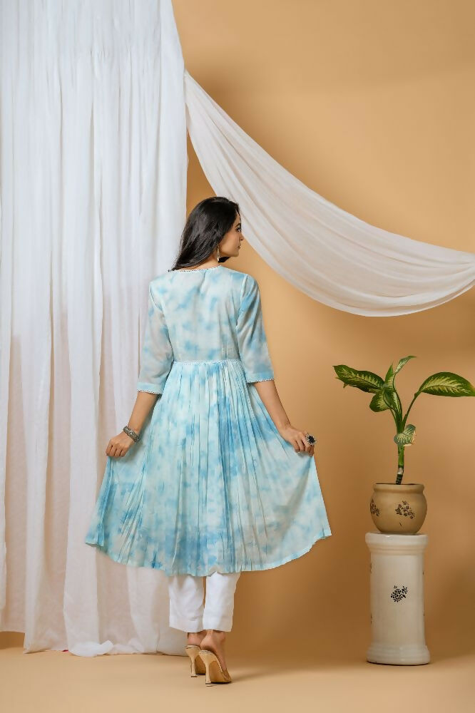 Blue Tie & Dye Kurta Pant Set for Women - Comfortable Cotton Co-ord