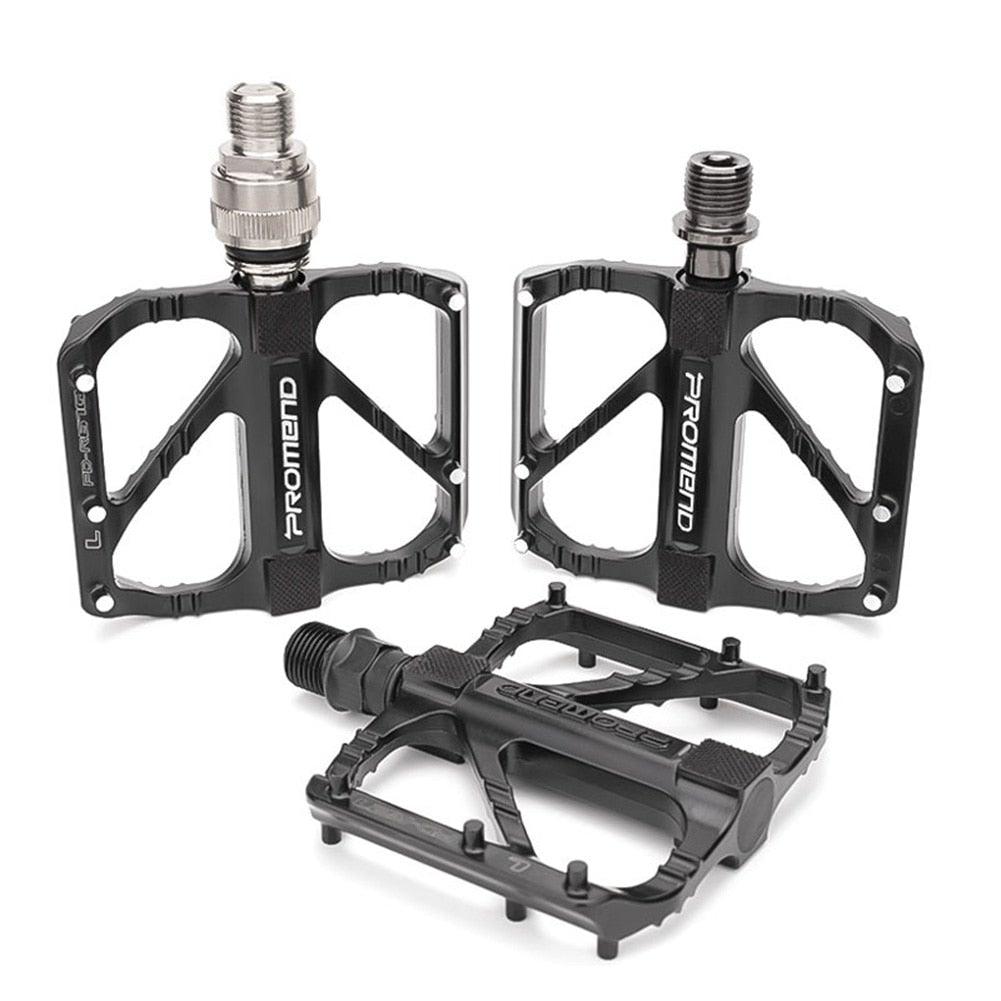 Durable aluminum alloy mountain bike flat pedals with quick-release design