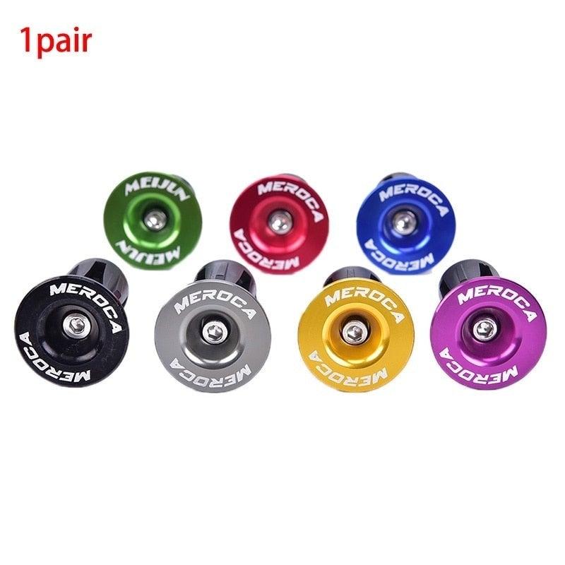 Set of two lightweight aluminum handlebar end plugs for mountain and road bicycles