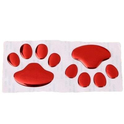 3D Paw Print Car Decal Set - Silver/Gold Chrome Animal Emblem