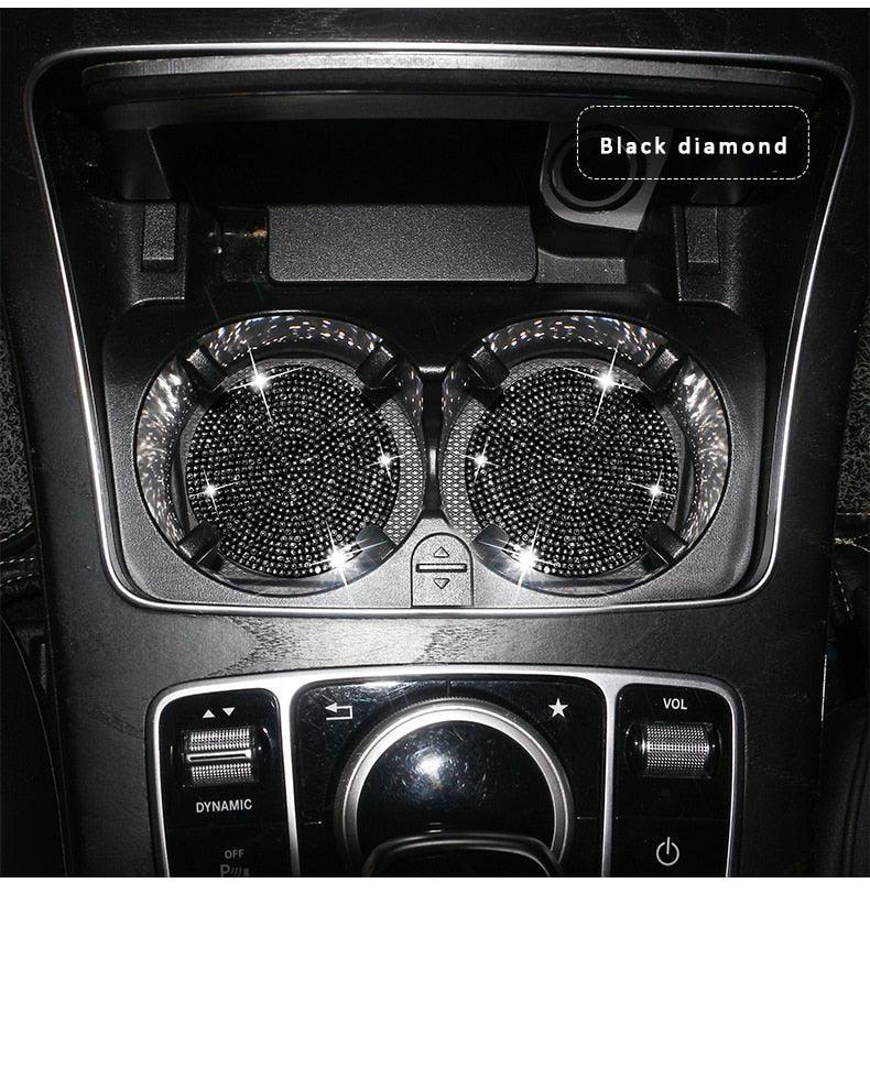 2PCS Glamorous Crystal Rhinestone Car Cup Holder Coasters - 2.75"