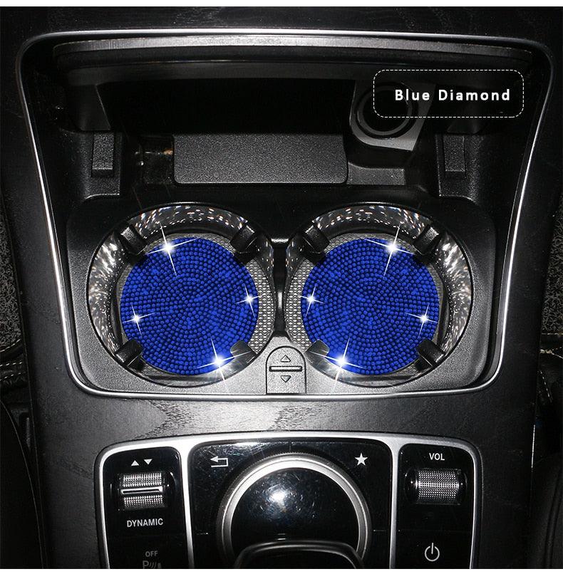 2PCS Glamorous Crystal Rhinestone Car Cup Holder Coasters - 2.75"