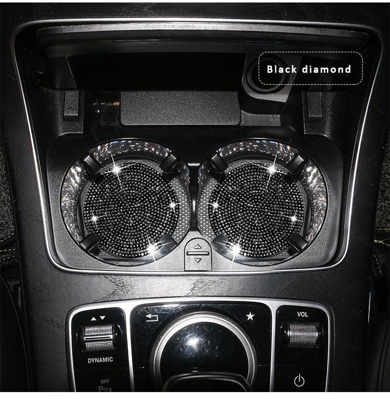 2PCS Glamorous Crystal Rhinestone Car Cup Holder Coasters - 2.75"