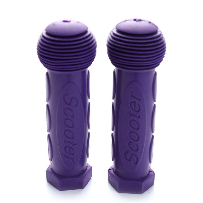Set of two purple rubber mushroom-style handlebar grips for children's bikes