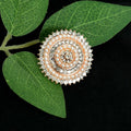 Joharkamal gold-polished adjustable finger ring with stone stud detailing - Design 05