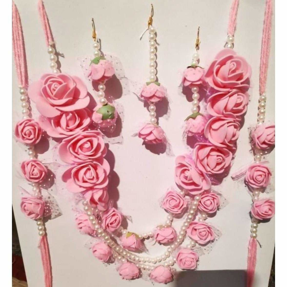 Muskan Pink Flower Jewelry Set featuring elegant floral design pieces