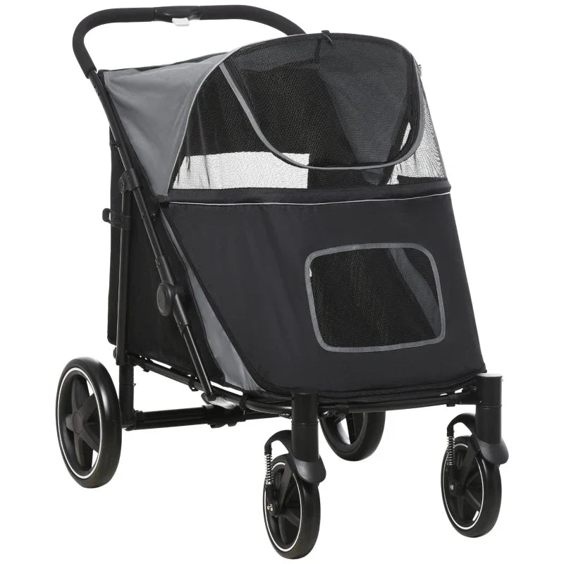 One-Click Foldable Stroller for Large Medium Small Dogs, Pet, Cats with Storage