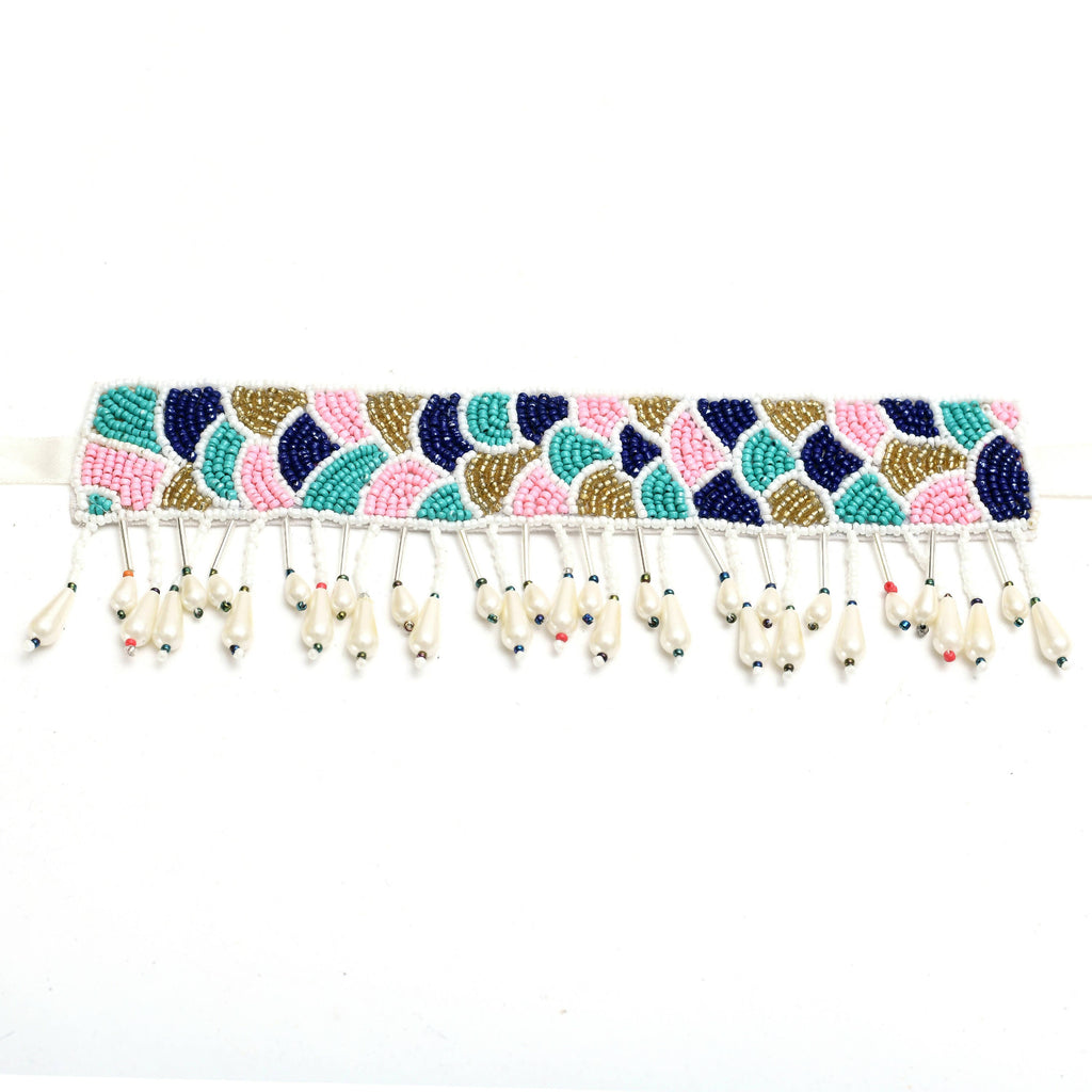 Multi-Color Beaded Choker Necklace with Dangle Earrings Set