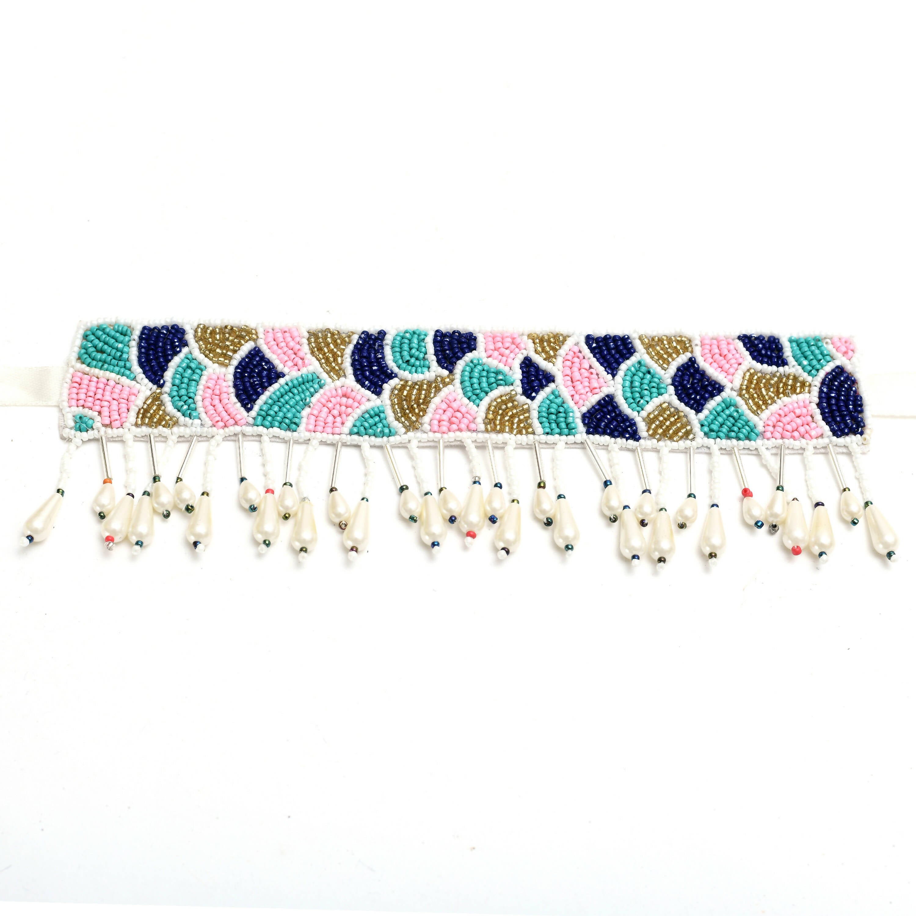Multi-Color Beaded Choker Necklace with Dangle Earrings Set