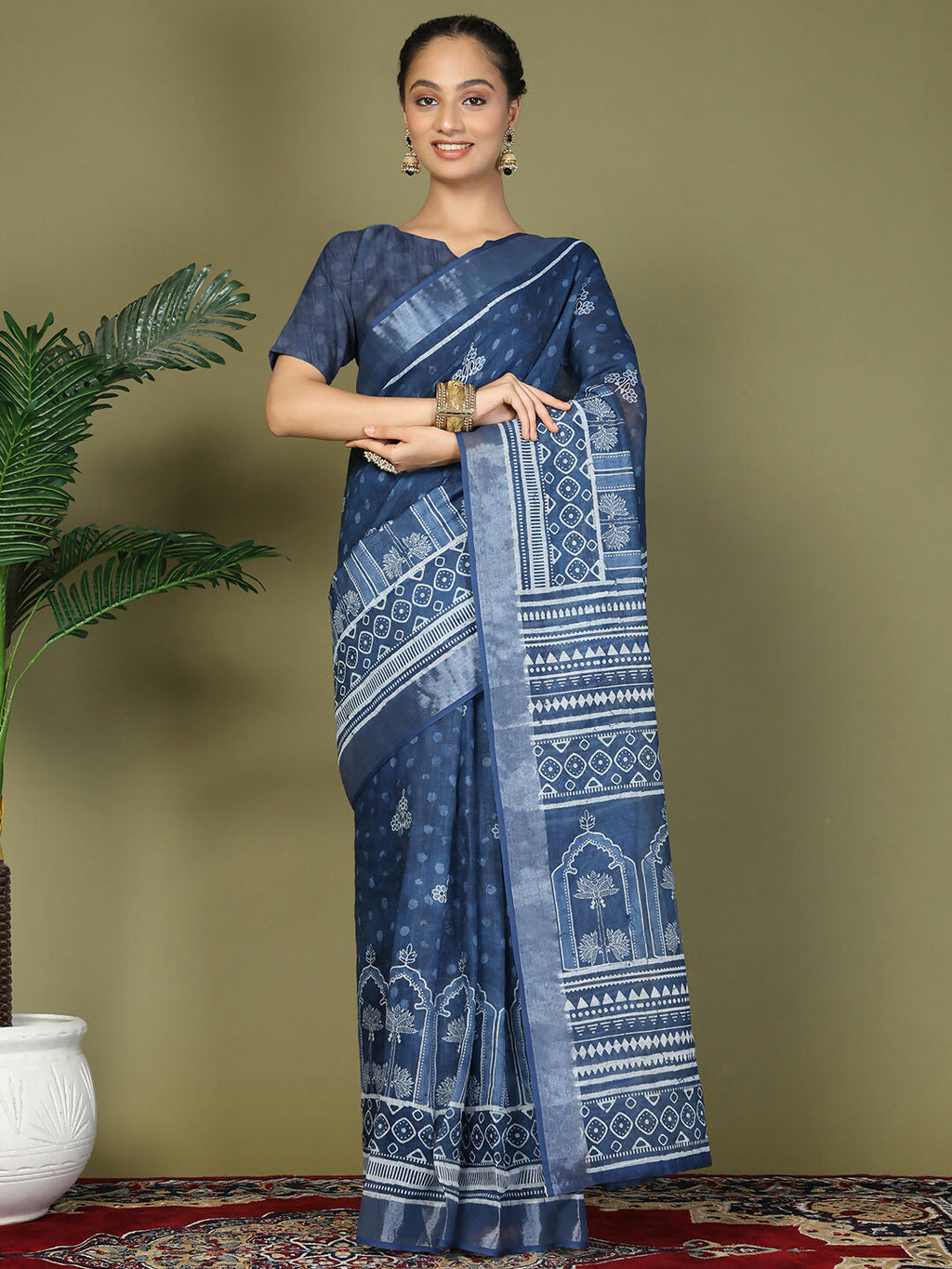 Shree Shyam Fashion Cotton Blue Saree