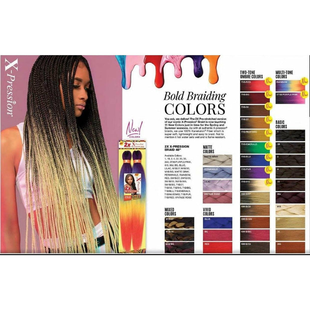 2X Pre-Stretched Braiding Hair Extensions 48 inch Synthetic Fiber