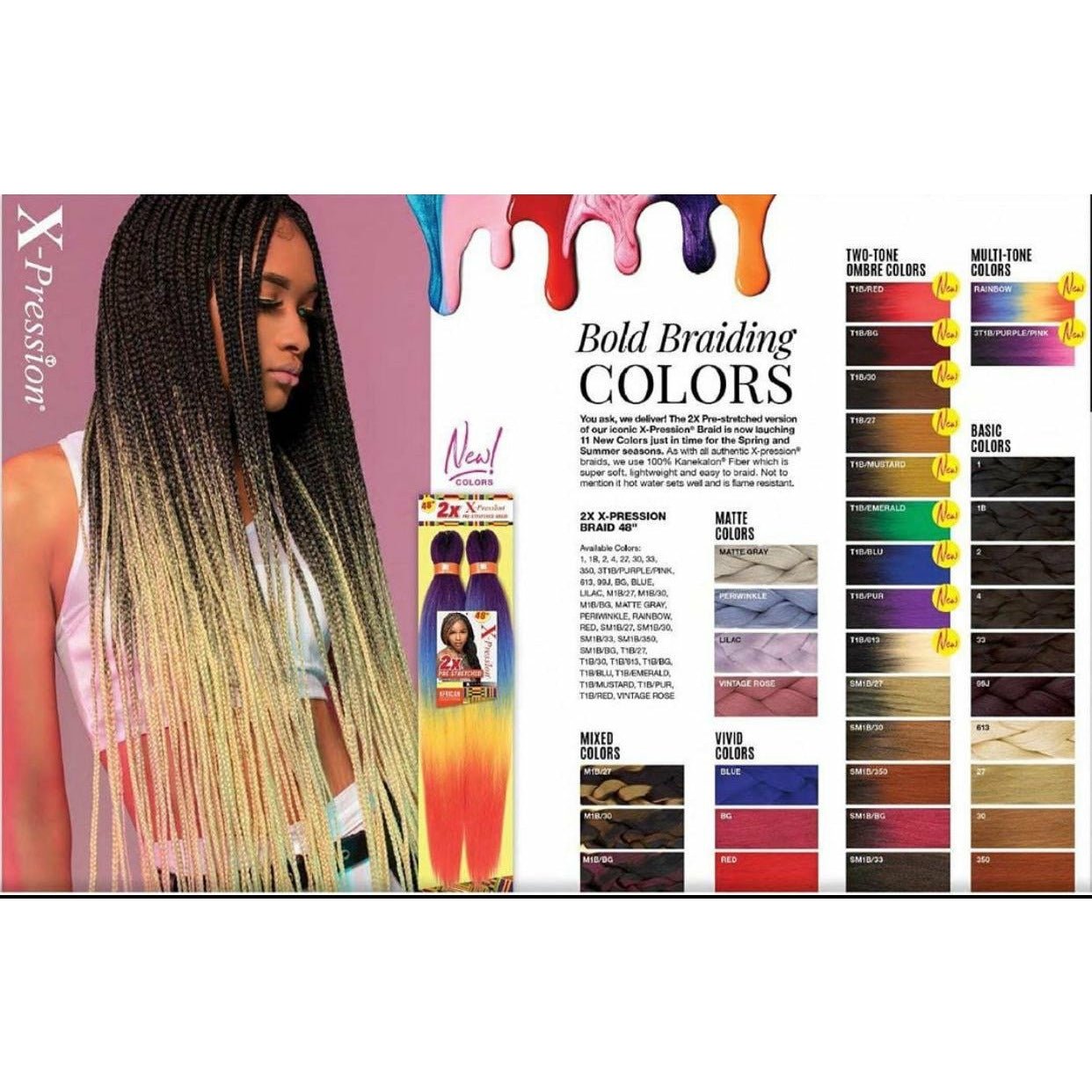 2X Pre-Stretched Braiding Hair Extensions 48 inch Synthetic Fiber