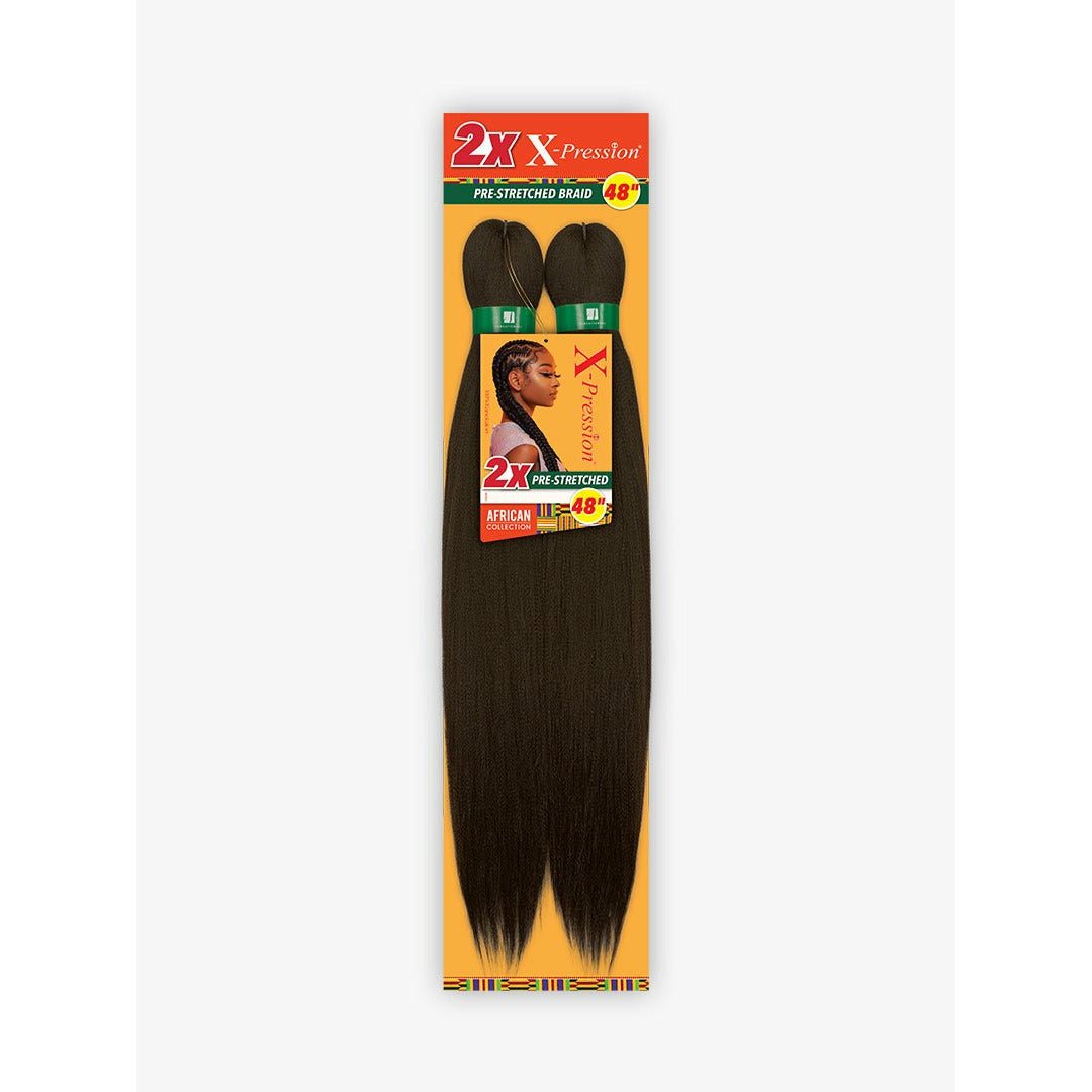 X-Pression 2X Pre-Stretched Braiding Hair 48 inch extensions for professional styling