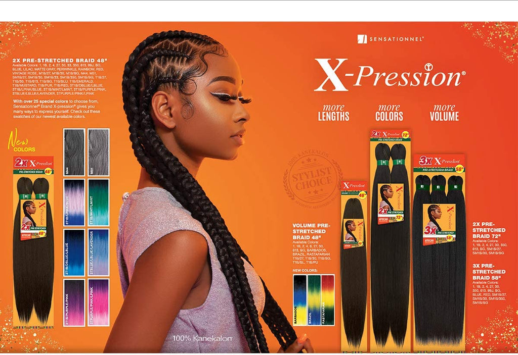 X-Pression 2X Pre-Stretched Braiding Hair 72 inch