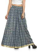 Moeza grey cotton printed lehenga lancha with 40-inch length