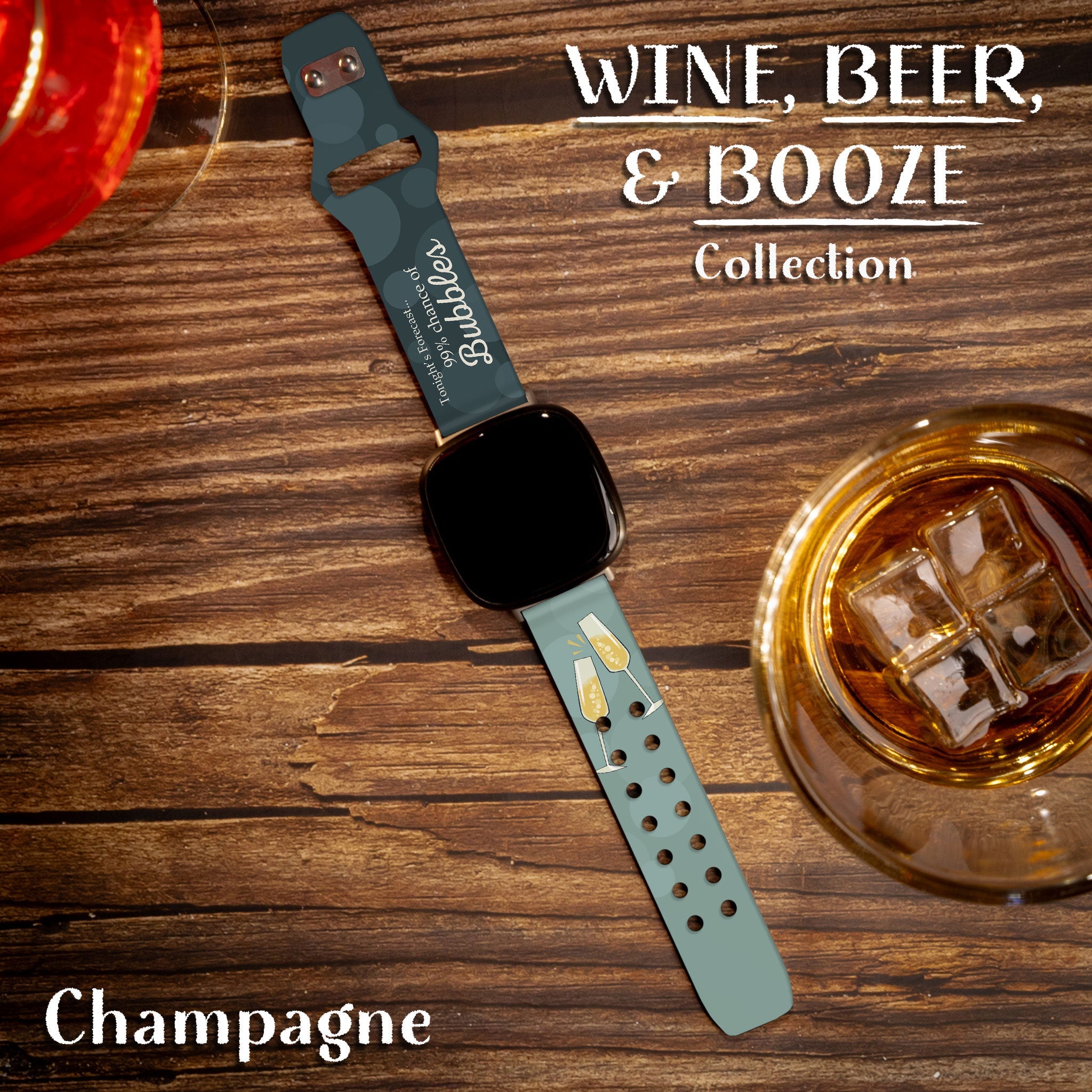 Wine Beer & Booze Champagne Watch Band for Fitbit Versa 3 Sense