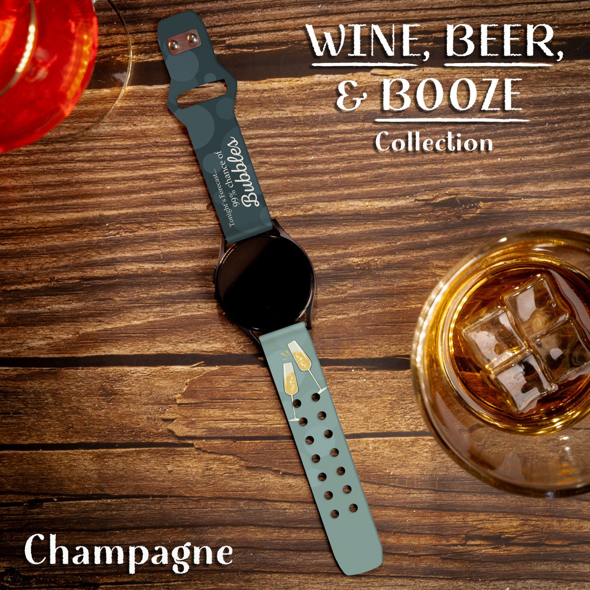 Wine, Beer & Booze 20mm Silicone Watch Band for Smartwatches