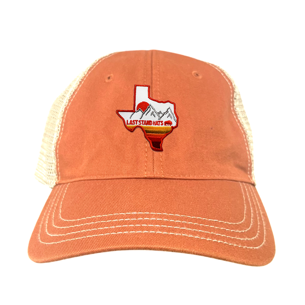 Texas Mountains Orange Rope Hat - Adjustable Trucker Cap