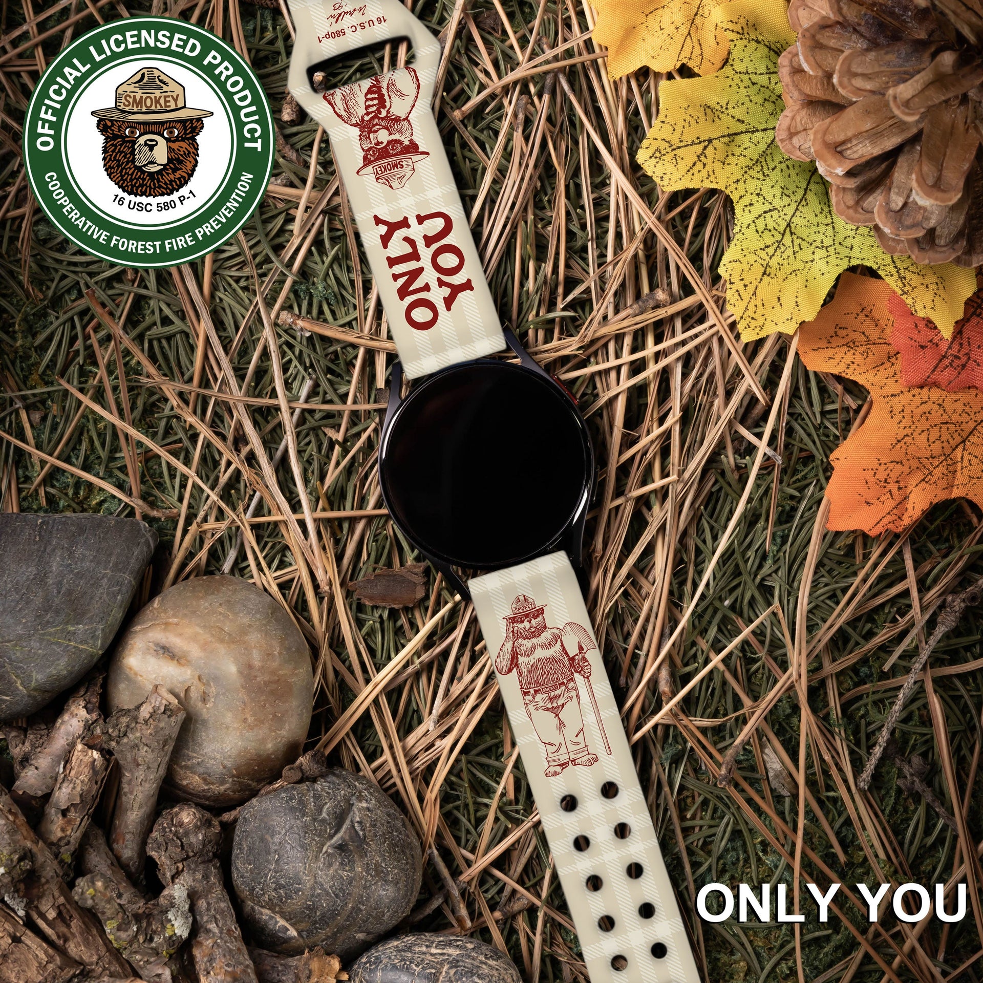 Smokey Bear Classic HD  Watchband for Samsung, Garmin, Fossil, and More