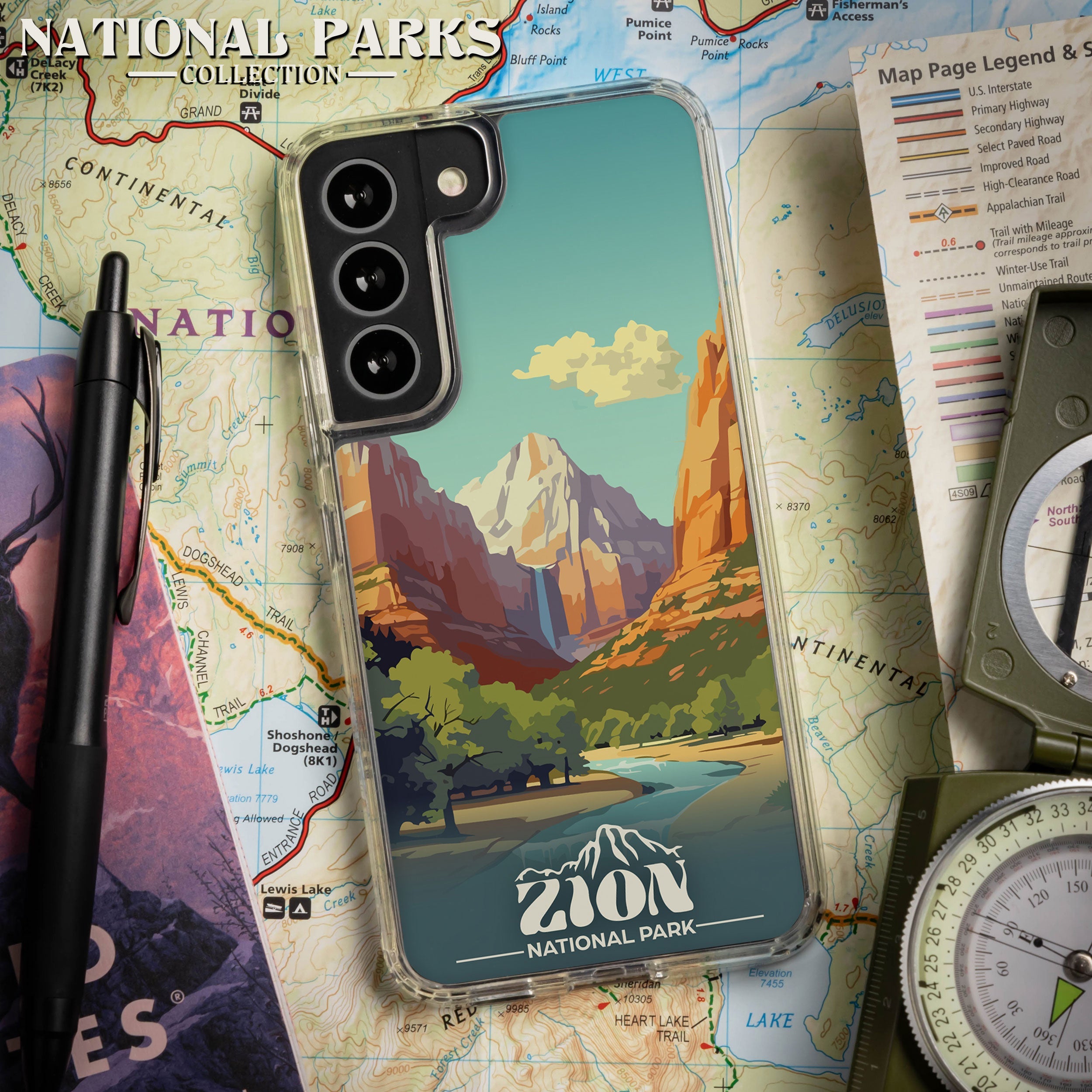 Zion National Park HD Samsung Galaxy S22 Phone Case - Orange/Blue