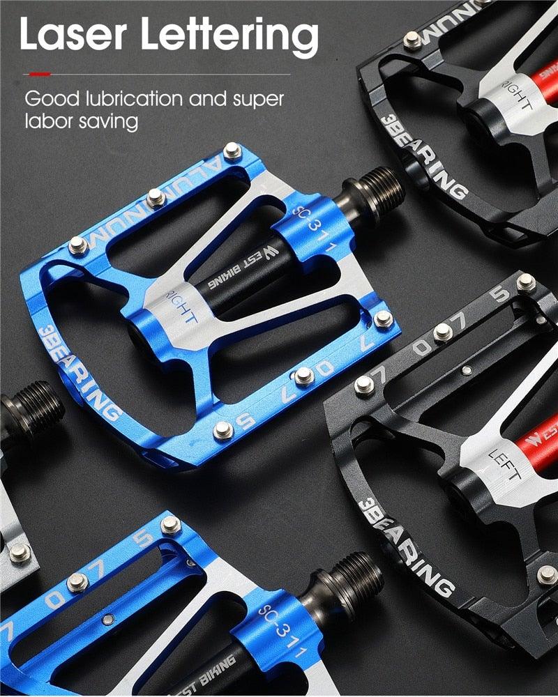 3-Bearing Ultralight Anti-Slip Flat Bike Pedals for MTB and Road